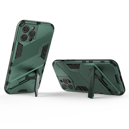 For iPhone 12 Pro Max Punk Armor 2 in 1 PC + TPU Shockproof Case with Invisible Holder(Green) - iPhone 12 Pro Max Cases by buy2fix | Online Shopping UK | buy2fix