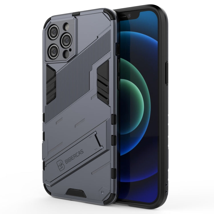 For iPhone 12 Pro Max Punk Armor 2 in 1 PC + TPU Shockproof Case with Invisible Holder(Grey) - iPhone 12 Pro Max Cases by buy2fix | Online Shopping UK | buy2fix