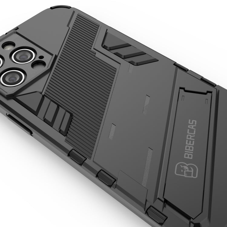 For iPhone 12 Pro Max Punk Armor 2 in 1 PC + TPU Shockproof Case with Invisible Holder(Grey) - iPhone 12 Pro Max Cases by buy2fix | Online Shopping UK | buy2fix