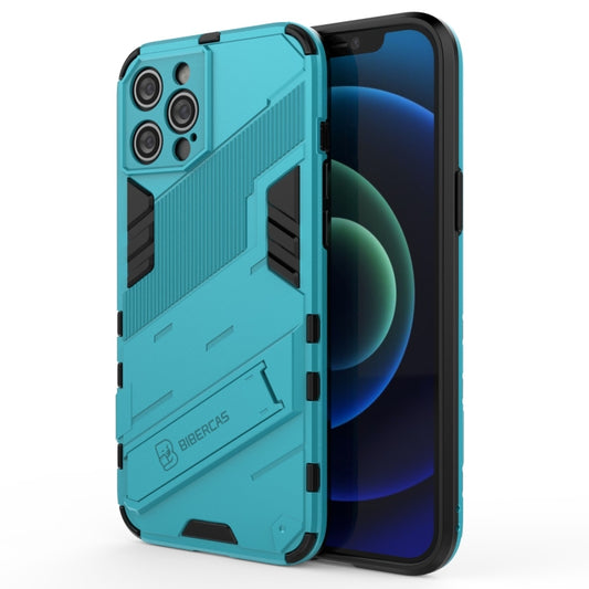 For iPhone 12 Pro Max Punk Armor 2 in 1 PC + TPU Shockproof Case with Invisible Holder(Blue) - iPhone 12 Pro Max Cases by buy2fix | Online Shopping UK | buy2fix