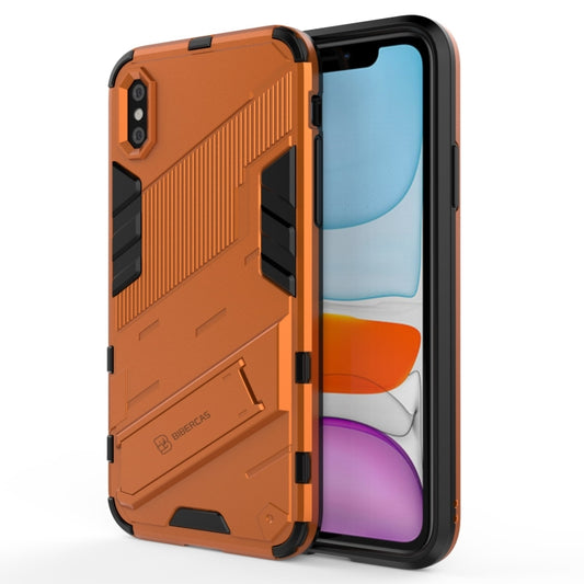 For iPhone X / XS Punk Armor 2 in 1 PC + TPU Shockproof Case with Invisible Holder(Orange) - More iPhone Cases by buy2fix | Online Shopping UK | buy2fix