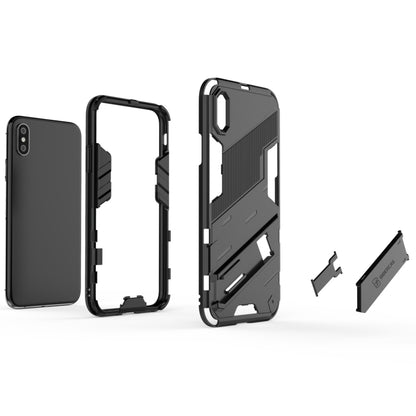 For iPhone X / XS Punk Armor 2 in 1 PC + TPU Shockproof Case with Invisible Holder(Blue) - More iPhone Cases by buy2fix | Online Shopping UK | buy2fix