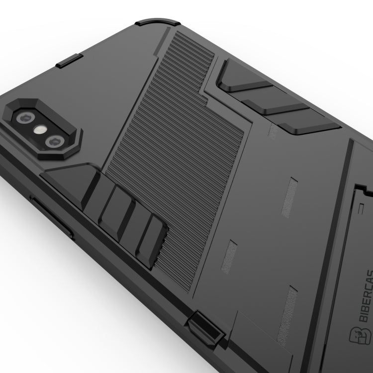 For iPhone X / XS Punk Armor 2 in 1 PC + TPU Shockproof Case with Invisible Holder(Blue) - More iPhone Cases by buy2fix | Online Shopping UK | buy2fix