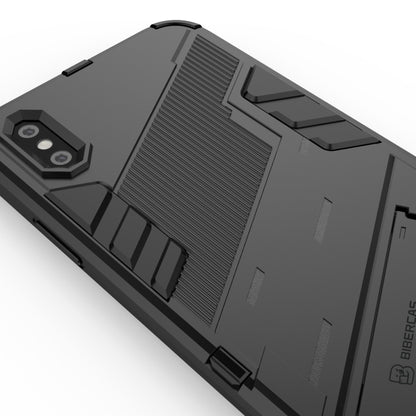For iPhone X / XS Punk Armor 2 in 1 PC + TPU Shockproof Case with Invisible Holder(Blue) - More iPhone Cases by buy2fix | Online Shopping UK | buy2fix