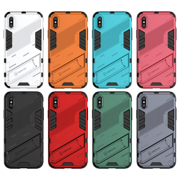 For iPhone X / XS Punk Armor 2 in 1 PC + TPU Shockproof Case with Invisible Holder(Blue) - More iPhone Cases by buy2fix | Online Shopping UK | buy2fix