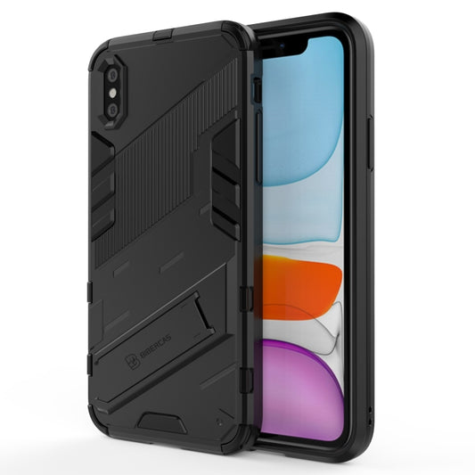 For iPhone XR Punk Armor 2 in 1 PC + TPU Shockproof Case with Invisible Holder(Black) - More iPhone Cases by buy2fix | Online Shopping UK | buy2fix