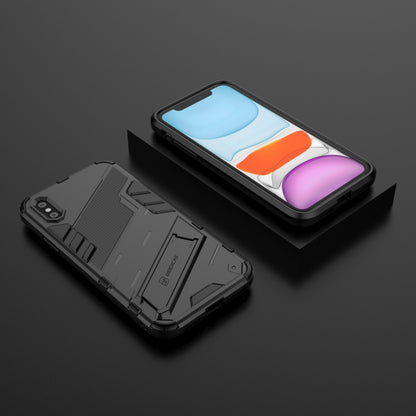 For iPhone XR Punk Armor 2 in 1 PC + TPU Shockproof Case with Invisible Holder(Black) - More iPhone Cases by buy2fix | Online Shopping UK | buy2fix