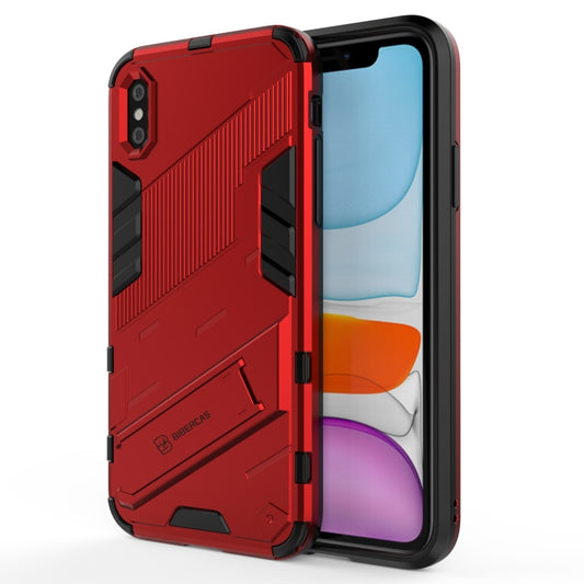 For iPhone XR Punk Armor 2 in 1 PC + TPU Shockproof Case with Invisible Holder(Red) - More iPhone Cases by buy2fix | Online Shopping UK | buy2fix