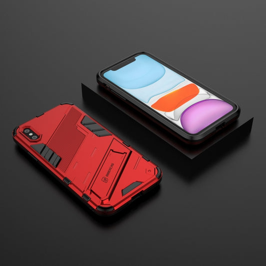 For iPhone XR Punk Armor 2 in 1 PC + TPU Shockproof Case with Invisible Holder(Red) - More iPhone Cases by buy2fix | Online Shopping UK | buy2fix