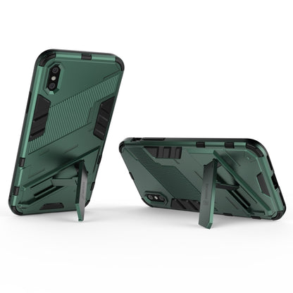 For iPhone XR Punk Armor 2 in 1 PC + TPU Shockproof Case with Invisible Holder(Green) - More iPhone Cases by buy2fix | Online Shopping UK | buy2fix