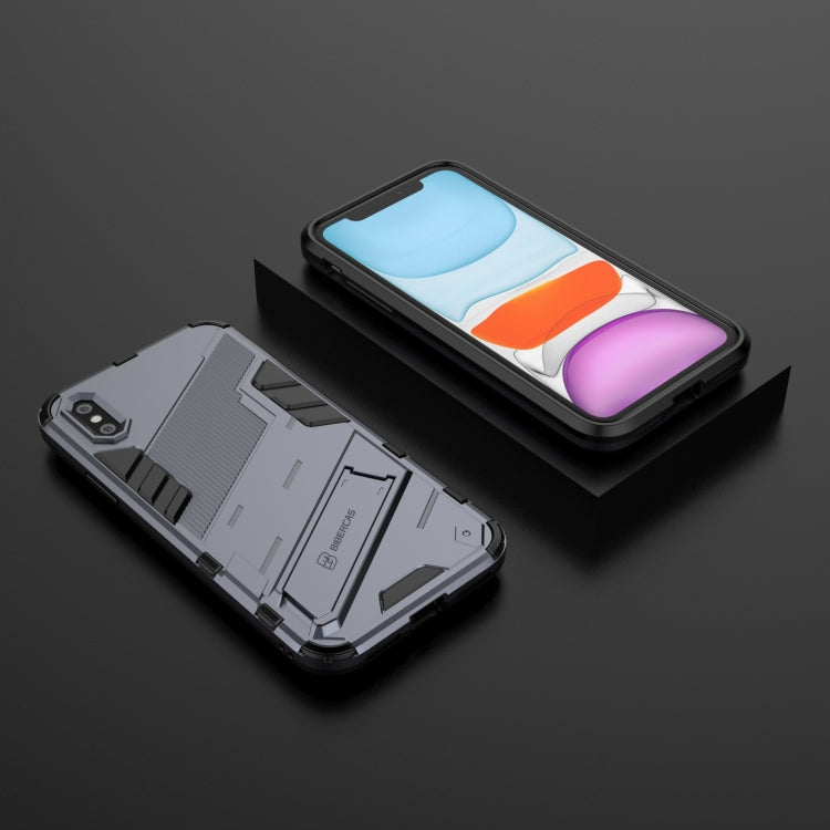 For iPhone XR Punk Armor 2 in 1 PC + TPU Shockproof Case with Invisible Holder(Grey) - More iPhone Cases by buy2fix | Online Shopping UK | buy2fix