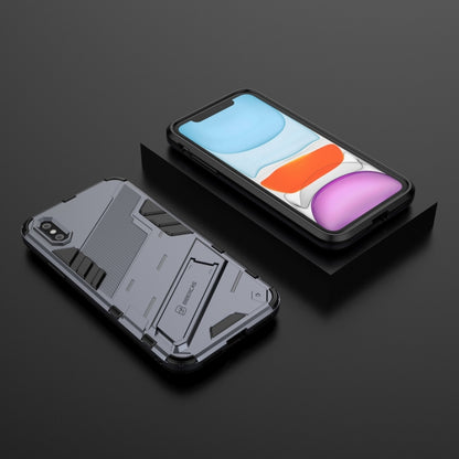 For iPhone XR Punk Armor 2 in 1 PC + TPU Shockproof Case with Invisible Holder(Grey) - More iPhone Cases by buy2fix | Online Shopping UK | buy2fix