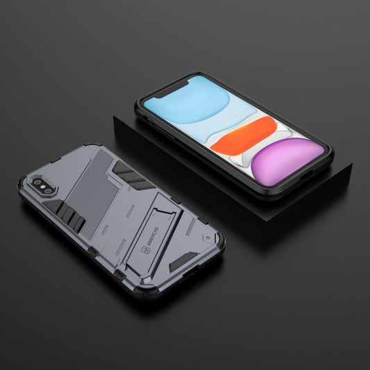 For iPhone XR Punk Armor 2 in 1 PC + TPU Shockproof Case with Invisible Holder(Grey) - More iPhone Cases by buy2fix | Online Shopping UK | buy2fix