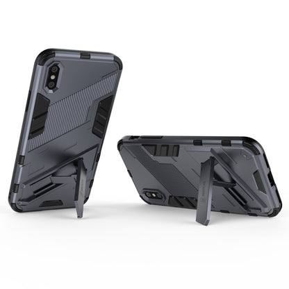 For iPhone XR Punk Armor 2 in 1 PC + TPU Shockproof Case with Invisible Holder(Grey) - More iPhone Cases by buy2fix | Online Shopping UK | buy2fix