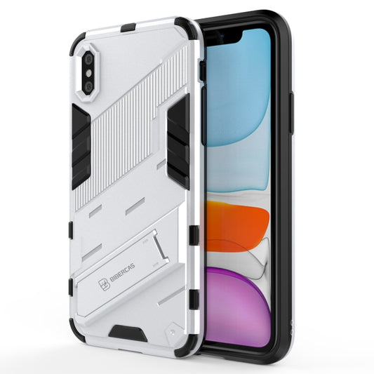 For iPhone XR Punk Armor 2 in 1 PC + TPU Shockproof Case with Invisible Holder(White) - More iPhone Cases by buy2fix | Online Shopping UK | buy2fix