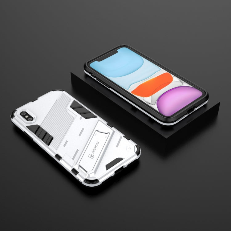 For iPhone XR Punk Armor 2 in 1 PC + TPU Shockproof Case with Invisible Holder(White) - More iPhone Cases by buy2fix | Online Shopping UK | buy2fix