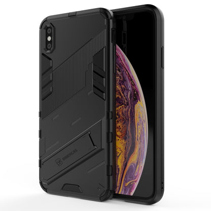 For iPhone XS Max Punk Armor 2 in 1 PC + TPU Shockproof Case with Invisible Holder(Black) - More iPhone Cases by buy2fix | Online Shopping UK | buy2fix