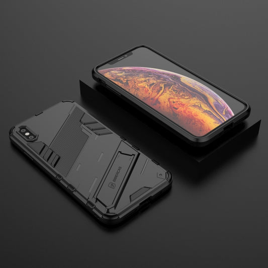 For iPhone XS Max Punk Armor 2 in 1 PC + TPU Shockproof Case with Invisible Holder(Black) - More iPhone Cases by buy2fix | Online Shopping UK | buy2fix