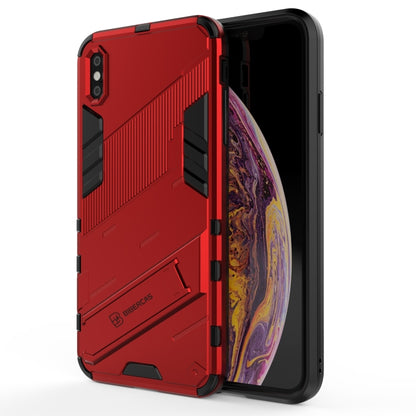 For iPhone XS Max Punk Armor 2 in 1 PC + TPU Shockproof Case with Invisible Holder(Red) - More iPhone Cases by buy2fix | Online Shopping UK | buy2fix