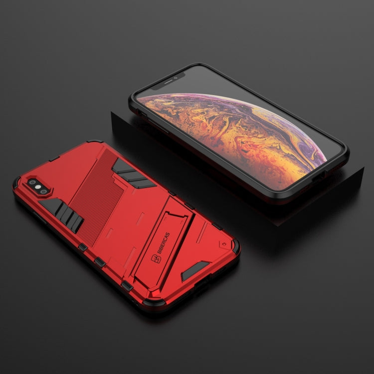 For iPhone XS Max Punk Armor 2 in 1 PC + TPU Shockproof Case with Invisible Holder(Red) - More iPhone Cases by buy2fix | Online Shopping UK | buy2fix