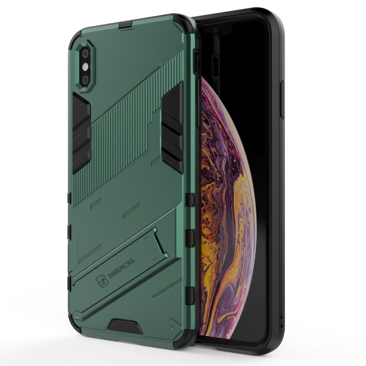 For iPhone XS Max Punk Armor 2 in 1 PC + TPU Shockproof Case with Invisible Holder(Green) - More iPhone Cases by buy2fix | Online Shopping UK | buy2fix