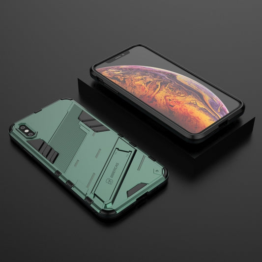 For iPhone XS Max Punk Armor 2 in 1 PC + TPU Shockproof Case with Invisible Holder(Green) - More iPhone Cases by buy2fix | Online Shopping UK | buy2fix