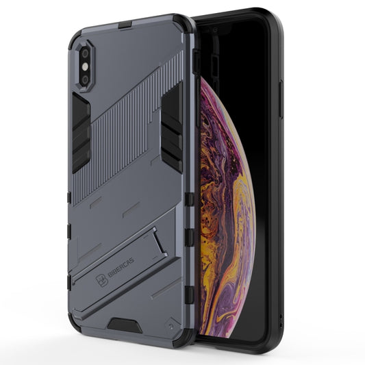 For iPhone XS Max Punk Armor 2 in 1 PC + TPU Shockproof Case with Invisible Holder(Grey) - More iPhone Cases by buy2fix | Online Shopping UK | buy2fix
