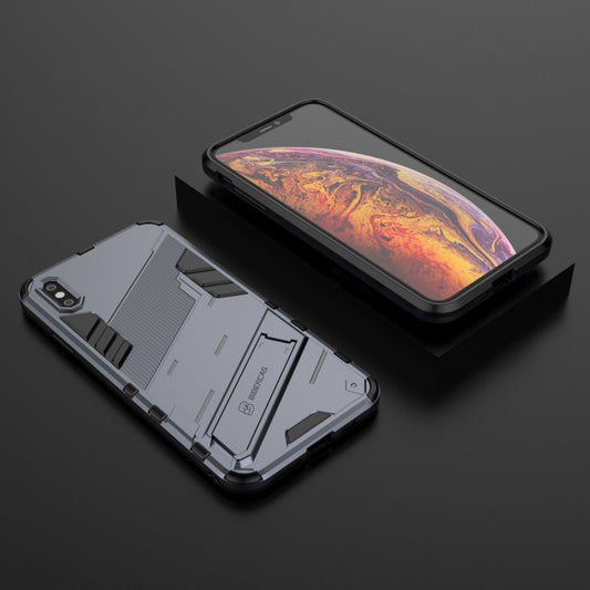For iPhone XS Max Punk Armor 2 in 1 PC + TPU Shockproof Case with Invisible Holder(Grey) - More iPhone Cases by buy2fix | Online Shopping UK | buy2fix