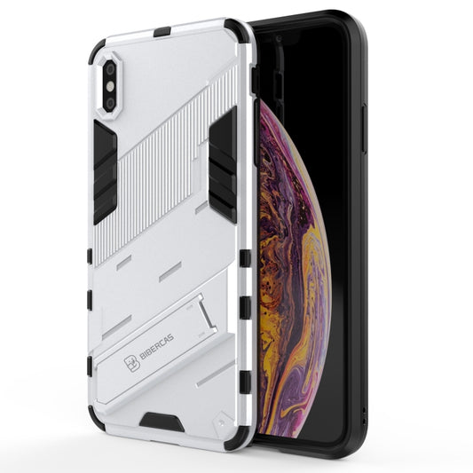 For iPhone XS Max Punk Armor 2 in 1 PC + TPU Shockproof Case with Invisible Holder(White) - More iPhone Cases by buy2fix | Online Shopping UK | buy2fix