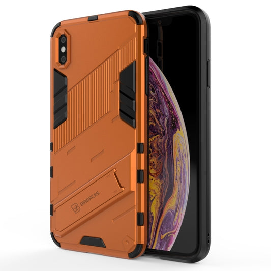 For iPhone XS Max Punk Armor 2 in 1 PC + TPU Shockproof Case with Invisible Holder(Orange) - More iPhone Cases by buy2fix | Online Shopping UK | buy2fix