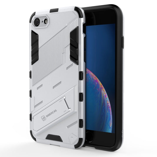 Punk Armor 2 in 1 PC + TPU Shockproof Case with Invisible Holder For iPhone 7 & 8(White) - More iPhone Cases by buy2fix | Online Shopping UK | buy2fix