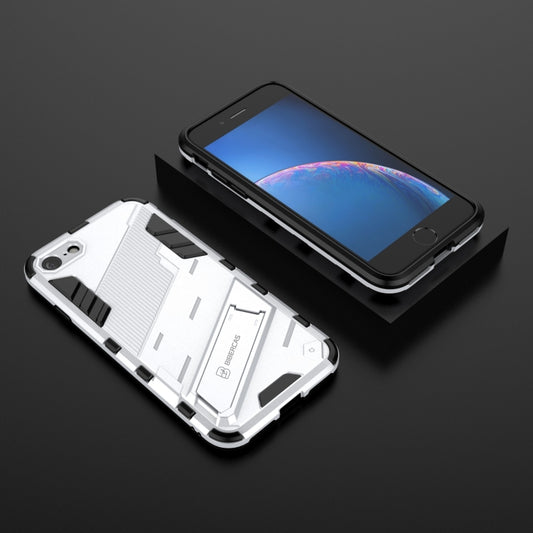 Punk Armor 2 in 1 PC + TPU Shockproof Case with Invisible Holder For iPhone 7 & 8(White) - More iPhone Cases by buy2fix | Online Shopping UK | buy2fix