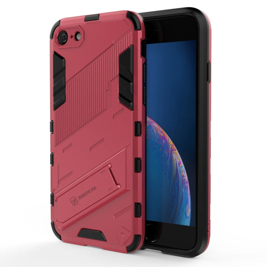Punk Armor 2 in 1 PC + TPU Shockproof Case with Invisible Holder For iPhone 7 & 8(Light Red) - More iPhone Cases by buy2fix | Online Shopping UK | buy2fix