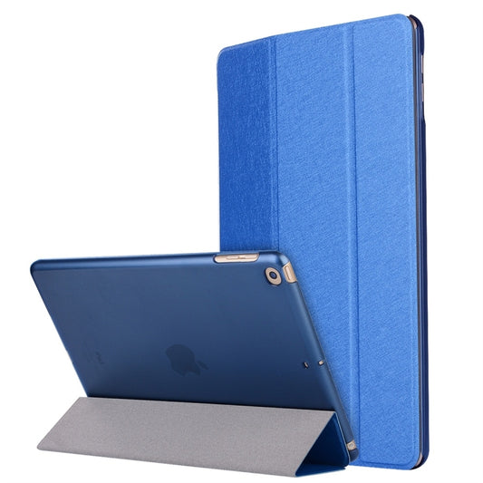 For iPad 10.2 2021 / 2020 / 2019 Silk Texture Horizontal Flip Magnetic PU Leather Case, with Three-folding Holder & Sleep / Wake-up Function(Blue) - iPad 10.2 Cases by buy2fix | Online Shopping UK | buy2fix