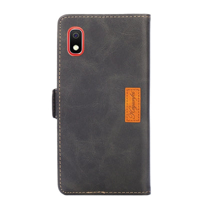 For Samsung Galaxy A10 Retro Texture Contrast Color Side Buckle Horizontal Flip Leather Case with Holder & Card Slots & Wallet(Black) by buy2fix