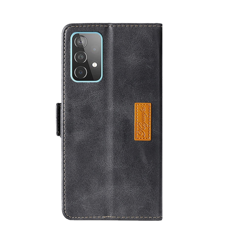 For Samsung Galaxy A52 5G / 4G Retro Texture Contrast Color Side Buckle Horizontal Flip Leather Case with Holder & Card Slots & Wallet(Black) by buy2fix