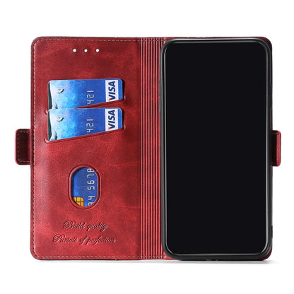 For Samsung Galaxy A71 Retro Texture Contrast Color Side Buckle Horizontal Flip Leather Case with Holder & Card Slots & Wallet(Red) by buy2fix