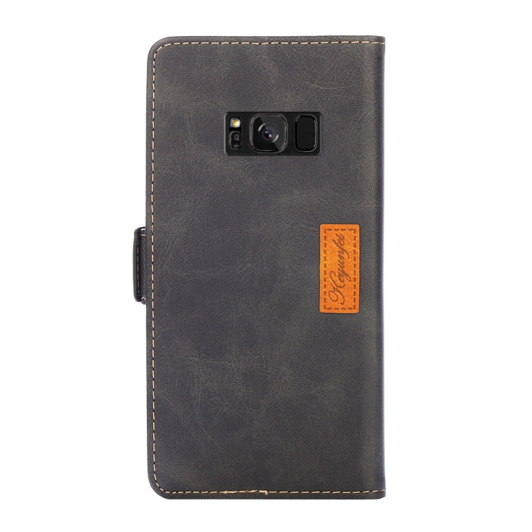 For Samsung Galaxy S8 Retro Texture Contrast Color Side Buckle Horizontal Flip Leather Case with Holder & Card Slots & Wallet(Black) by buy2fix