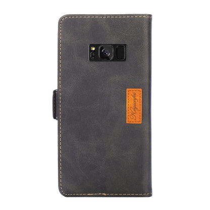 For Samsung Galaxy S8 Retro Texture Contrast Color Side Buckle Horizontal Flip Leather Case with Holder & Card Slots & Wallet(Black) by buy2fix