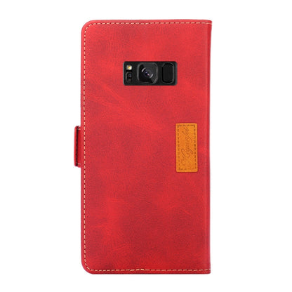 For Samsung Galaxy S8 Retro Texture Contrast Color Side Buckle Horizontal Flip Leather Case with Holder & Card Slots & Wallet(Red) by buy2fix
