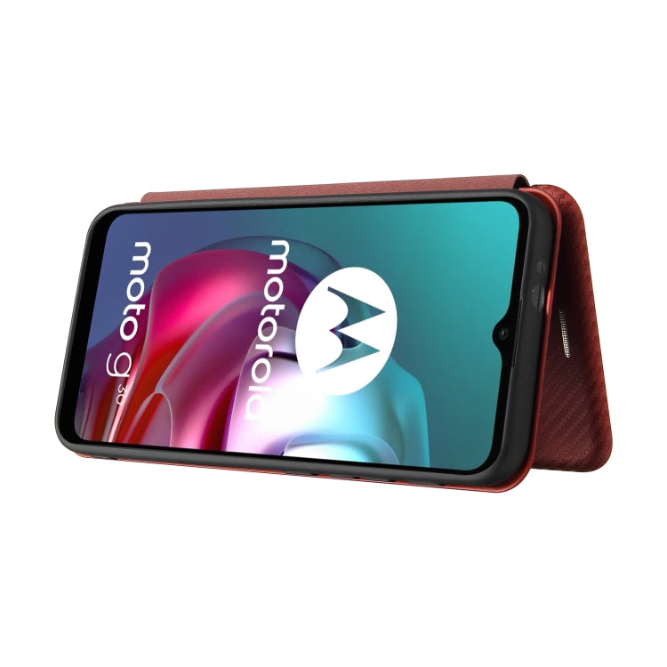 For Motorola Moto G30 / G10 Carbon Fiber Texture Horizontal Flip TPU + PC + PU Leather Case with Card Slot(Brown) - Motorola Cases by buy2fix | Online Shopping UK | buy2fix