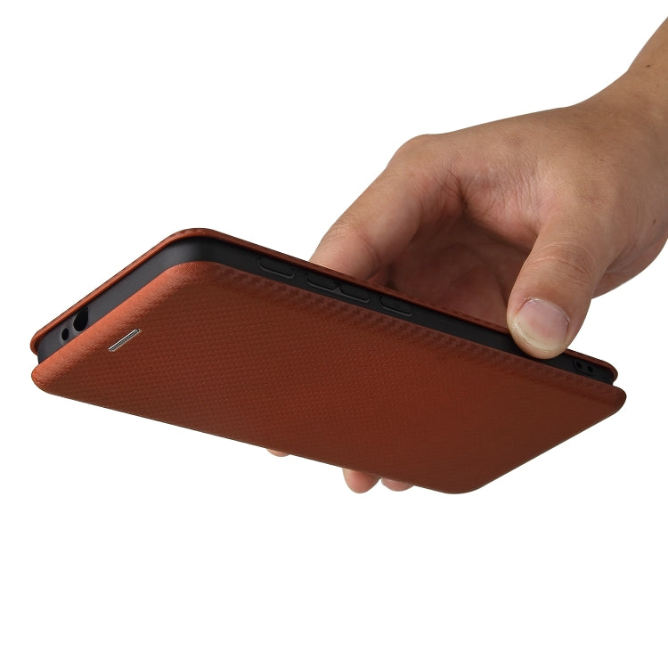 For Motorola Moto G30 / G10 Carbon Fiber Texture Horizontal Flip TPU + PC + PU Leather Case with Card Slot(Brown) - Motorola Cases by buy2fix | Online Shopping UK | buy2fix
