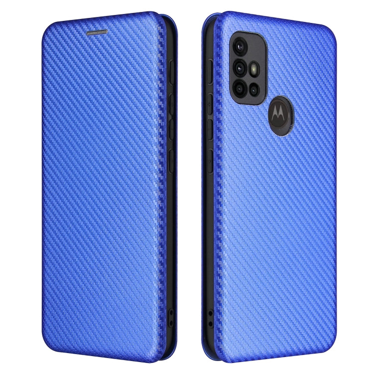 For Motorola Moto G30 / G10 Carbon Fiber Texture Horizontal Flip TPU + PC + PU Leather Case with Card Slot(Blue) - Motorola Cases by buy2fix | Online Shopping UK | buy2fix