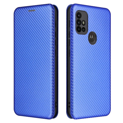 For Motorola Moto G30 / G10 Carbon Fiber Texture Horizontal Flip TPU + PC + PU Leather Case with Card Slot(Blue) - Motorola Cases by buy2fix | Online Shopping UK | buy2fix