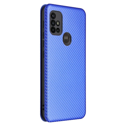 For Motorola Moto G30 / G10 Carbon Fiber Texture Horizontal Flip TPU + PC + PU Leather Case with Card Slot(Blue) - Motorola Cases by buy2fix | Online Shopping UK | buy2fix