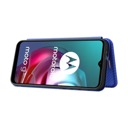 For Motorola Moto G30 / G10 Carbon Fiber Texture Horizontal Flip TPU + PC + PU Leather Case with Card Slot(Blue) - Motorola Cases by buy2fix | Online Shopping UK | buy2fix
