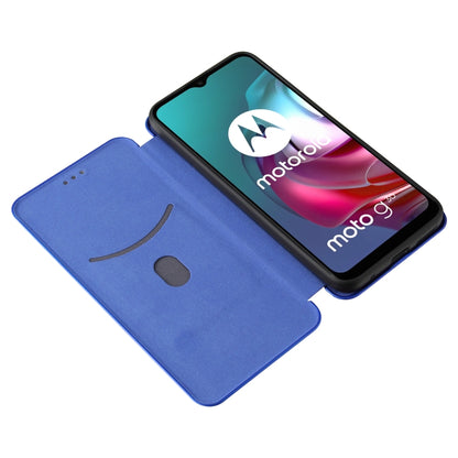 For Motorola Moto G30 / G10 Carbon Fiber Texture Horizontal Flip TPU + PC + PU Leather Case with Card Slot(Blue) - Motorola Cases by buy2fix | Online Shopping UK | buy2fix