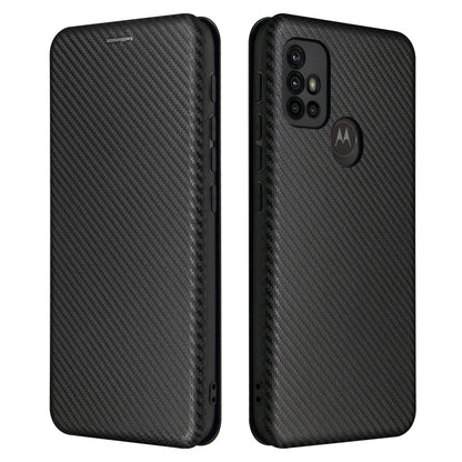 For Motorola Moto G30 / G10 Carbon Fiber Texture Horizontal Flip TPU + PC + PU Leather Case with Card Slot(Black) - Motorola Cases by buy2fix | Online Shopping UK | buy2fix