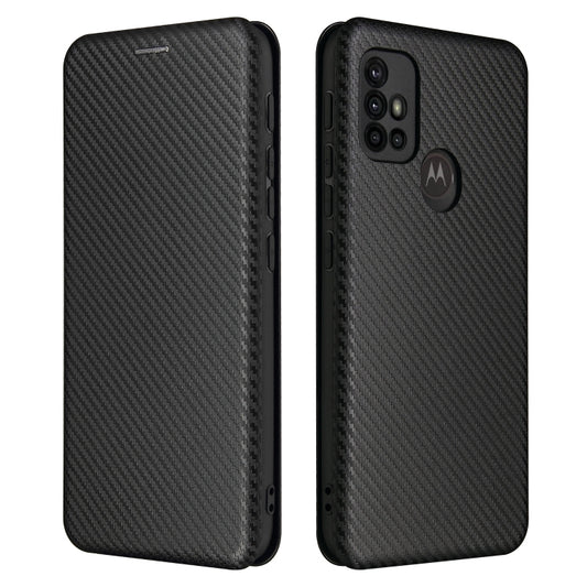 For Motorola Moto G30 / G10 Carbon Fiber Texture Horizontal Flip TPU + PC + PU Leather Case with Card Slot(Black) - Motorola Cases by buy2fix | Online Shopping UK | buy2fix