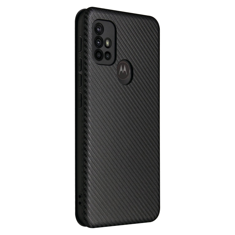 For Motorola Moto G30 / G10 Carbon Fiber Texture Horizontal Flip TPU + PC + PU Leather Case with Card Slot(Black) - Motorola Cases by buy2fix | Online Shopping UK | buy2fix